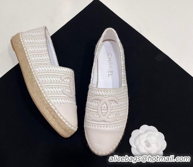 Best Grade Chanel Braided Espadrilles Flat Pale Grey 723005