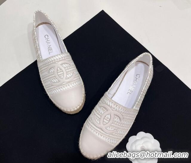 Best Grade Chanel Braided Espadrilles Flat Pale Grey 723005