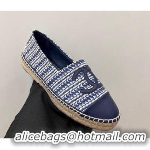 Best Price Chanel Braided Espadrilles Flat Navy Blue 723006