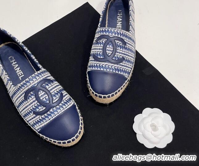 Best Price Chanel Braided Espadrilles Flat Navy Blue 723006