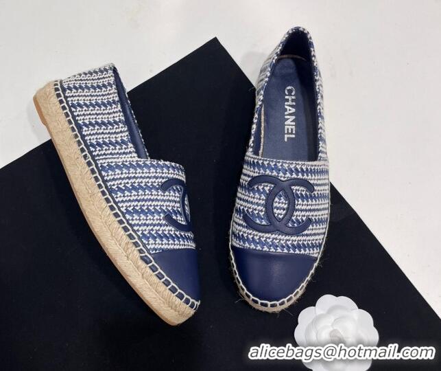 Best Price Chanel Braided Espadrilles Flat Navy Blue 723006