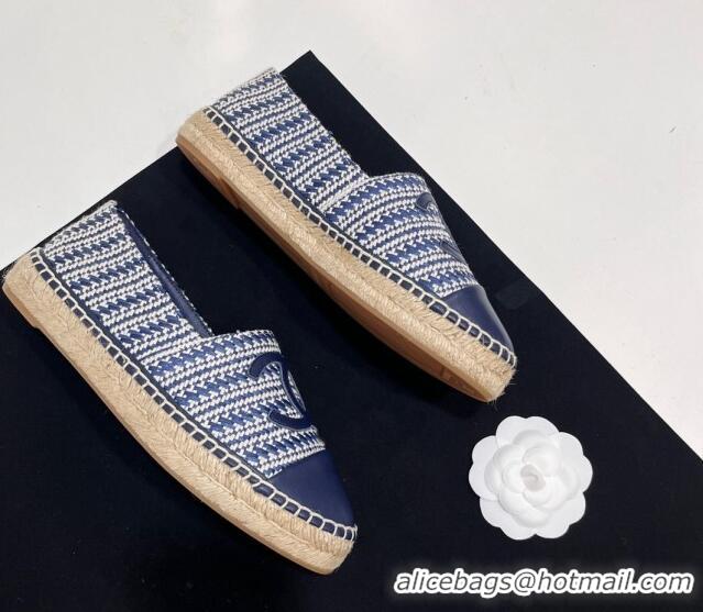 Best Price Chanel Braided Espadrilles Flat Navy Blue 723006