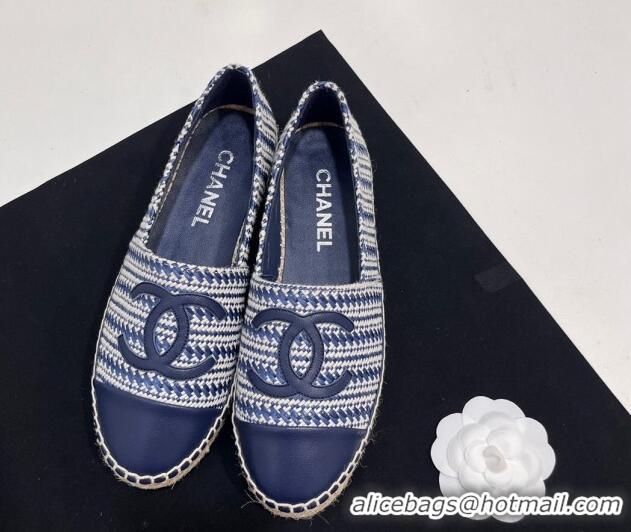 Best Price Chanel Braided Espadrilles Flat Navy Blue 723006