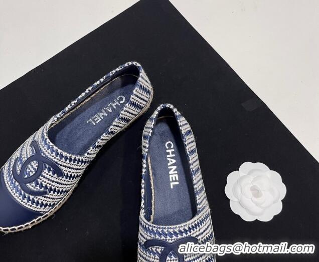 Best Price Chanel Braided Espadrilles Flat Navy Blue 723006