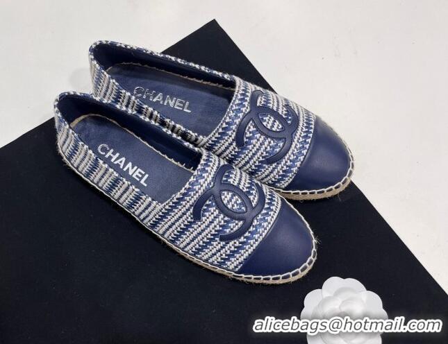 Best Price Chanel Braided Espadrilles Flat Navy Blue 723006