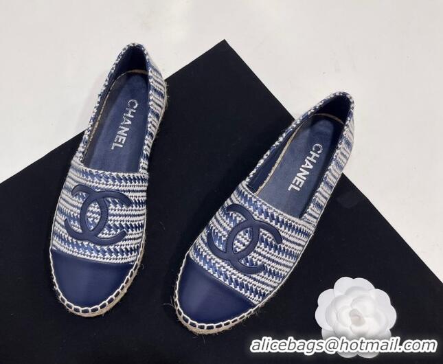 Best Price Chanel Braided Espadrilles Flat Navy Blue 723006