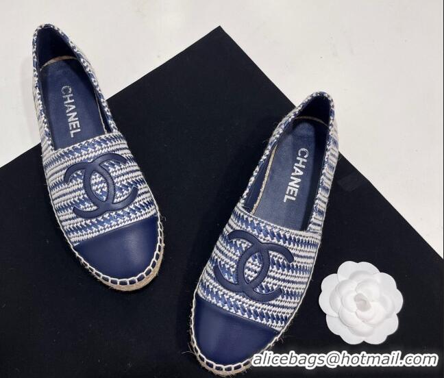 Best Price Chanel Braided Espadrilles Flat Navy Blue 723006