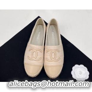 Good Quality Chanel Braided Espadrilles Flat Light Beige 723008