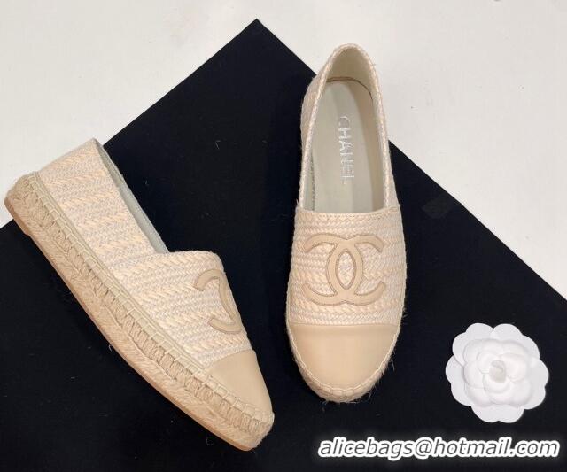 Good Quality Chanel Braided Espadrilles Flat Light Beige 723008