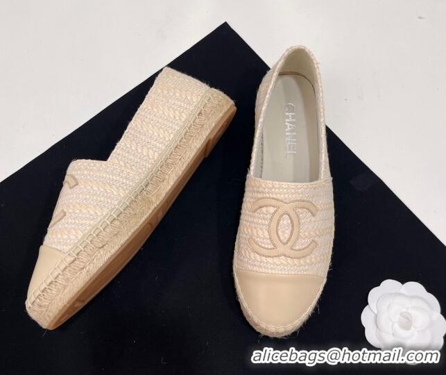 Good Quality Chanel Braided Espadrilles Flat Light Beige 723008