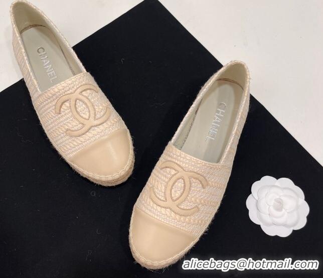 Good Quality Chanel Braided Espadrilles Flat Light Beige 723008