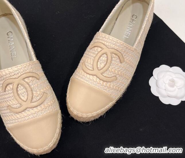 Good Quality Chanel Braided Espadrilles Flat Light Beige 723008