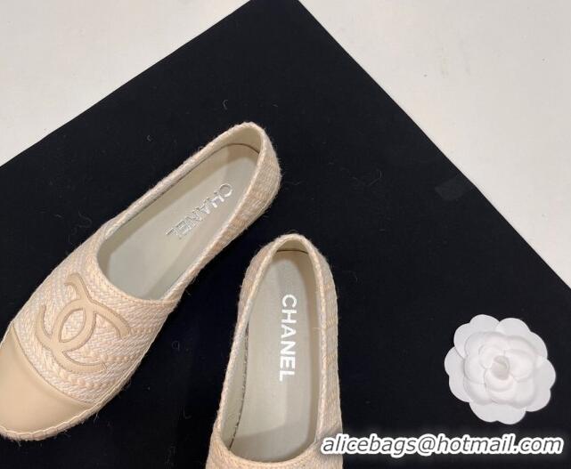 Good Quality Chanel Braided Espadrilles Flat Light Beige 723008