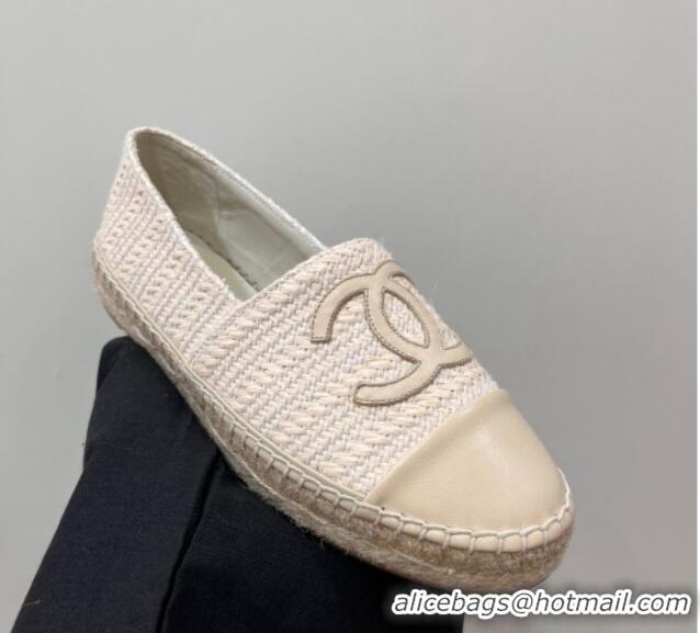 Good Quality Chanel Braided Espadrilles Flat Light Beige 723008