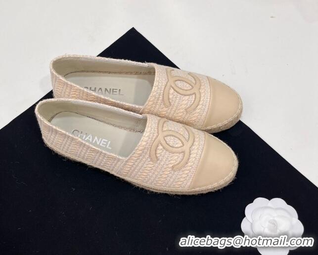 Good Quality Chanel Braided Espadrilles Flat Light Beige 723008