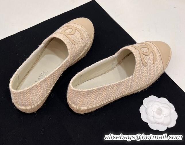 Good Quality Chanel Braided Espadrilles Flat Light Beige 723008