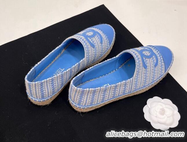 Grade Quality Chanel Braided Espadrilles Flat Sky Blue 723009