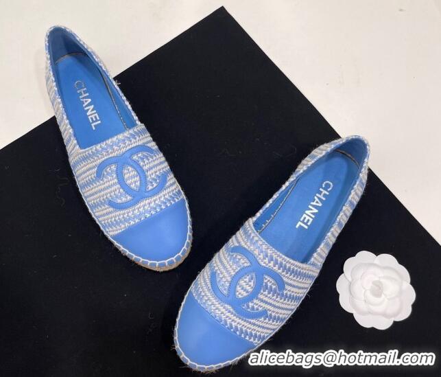 Grade Quality Chanel Braided Espadrilles Flat Sky Blue 723009