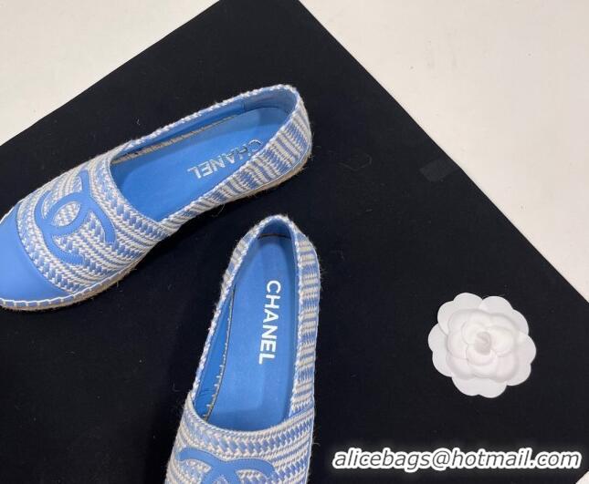 Grade Quality Chanel Braided Espadrilles Flat Sky Blue 723009