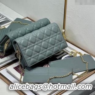 Famous Brand Dior Lady Dior Pouch in Cannage Lambskin M81B Blue Grey 2024