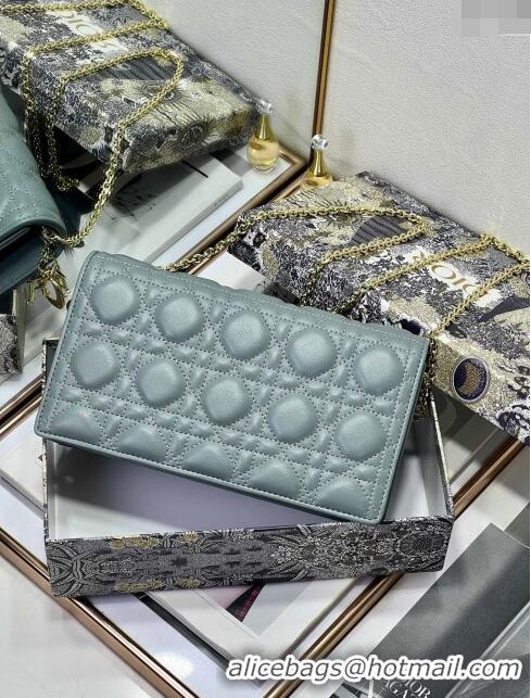 Famous Brand Dior Lady Dior Pouch in Cannage Lambskin M81B Blue Grey 2024