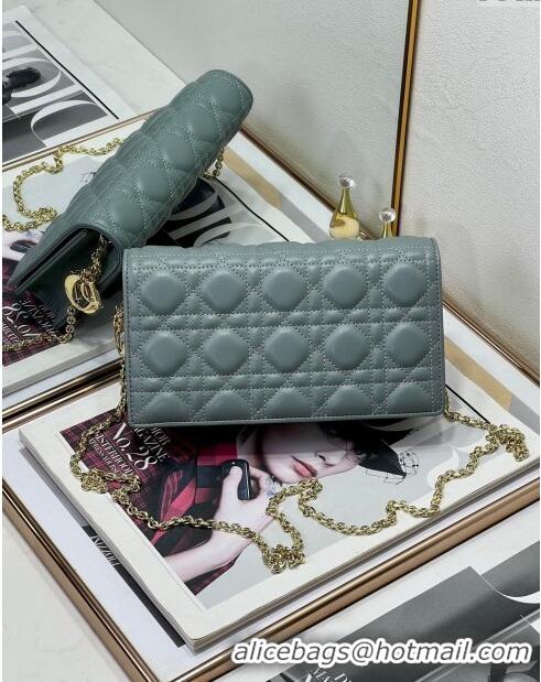 Famous Brand Dior Lady Dior Pouch in Cannage Lambskin M81B Blue Grey 2024