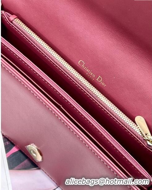 Shop Grade Dior Lady Dior Pouch in Cannage Lambskin M81B Burgundy 2024