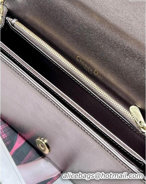 Good Taste Dior Lady Dior Pouch in Metallic Leather M81B Silver Gray 2024