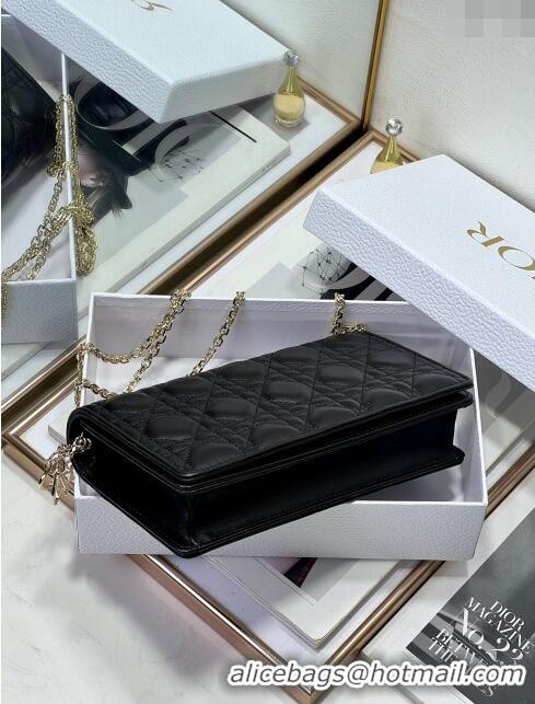 Grade Quality Dior Lady Dior Pouch in Metallic Leather M81B Black 2024
