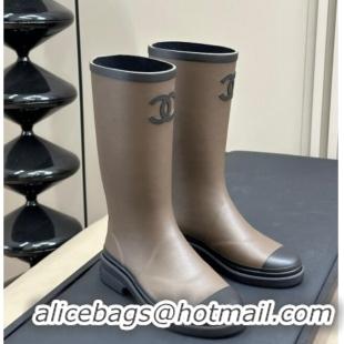 Pretty Style Chanel Rubber High Rain Boots Grey 230016