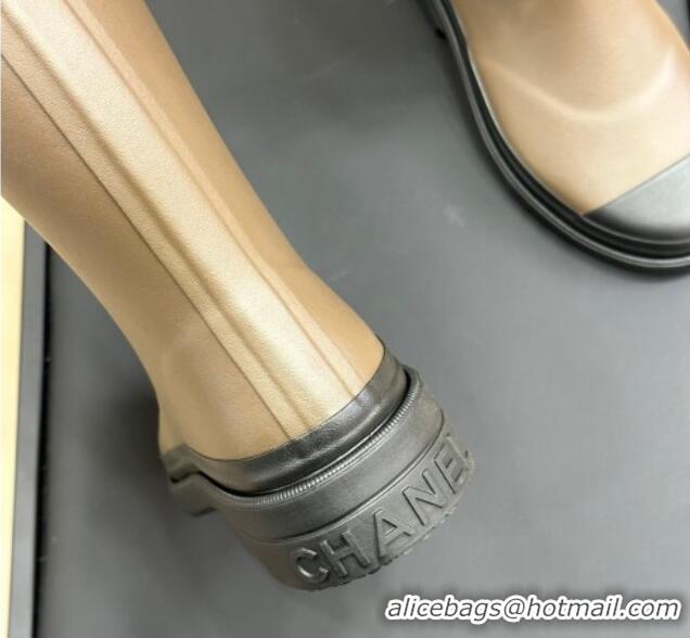 Pretty Style Chanel Rubber High Rain Boots Grey 230016