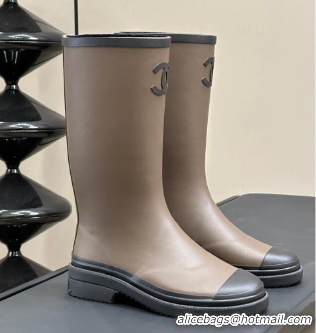 Pretty Style Chanel Rubber High Rain Boots Grey 230016