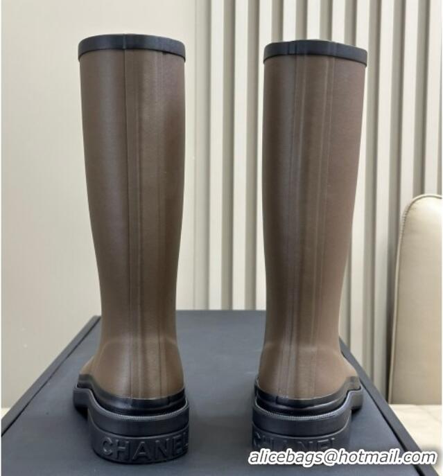 Pretty Style Chanel Rubber High Rain Boots Grey 230016