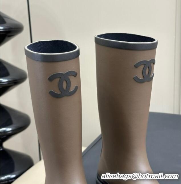 Pretty Style Chanel Rubber High Rain Boots Grey 230016