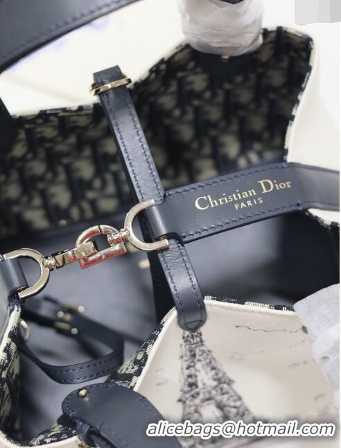 Top Grade Dior Small Dior Toujours Bag in Fabric with Paris Print 1188 White and Black 2024