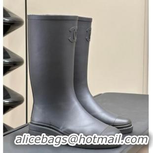 Unique Discount Chanel Rubber High Rain Boots Black 7230017