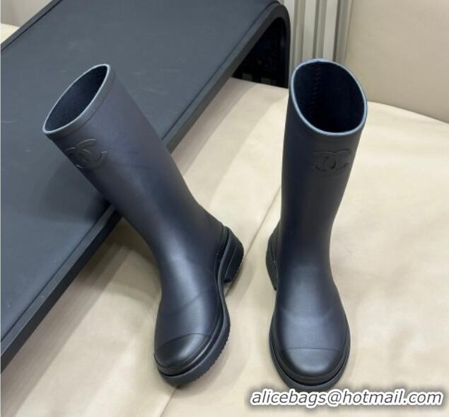 Unique Discount Chanel Rubber High Rain Boots Black 7230017