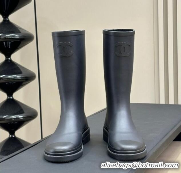 Unique Discount Chanel Rubber High Rain Boots Black 7230017