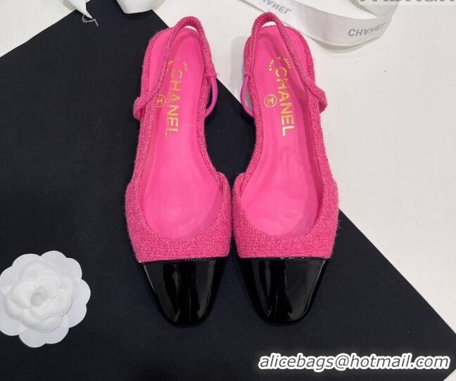 Sumptuous Chanel Tweed & Patent Calfskin Slingbacks Flats Pink 7230021