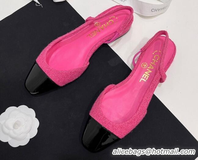 Sumptuous Chanel Tweed & Patent Calfskin Slingbacks Flats Pink 7230021