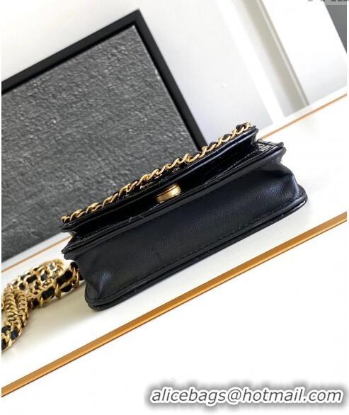 Promotional Chanel Heart Patent Calfskin Clutch with Chain AP4014 Black 2024