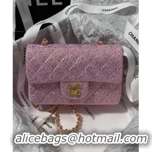 Top Quality Chanel Mini Classic Flap bag with Strass A69900 Pink 2024