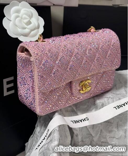 Top Quality Chanel Mini Classic Flap bag with Strass A69900 Pink 2024