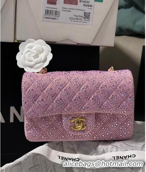 Top Quality Chanel Mini Classic Flap bag with Strass A69900 Pink 2024