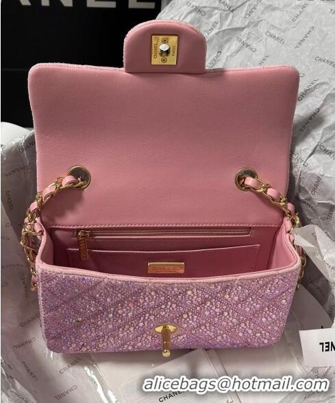 Top Quality Chanel Mini Classic Flap bag with Strass A69900 Pink 2024