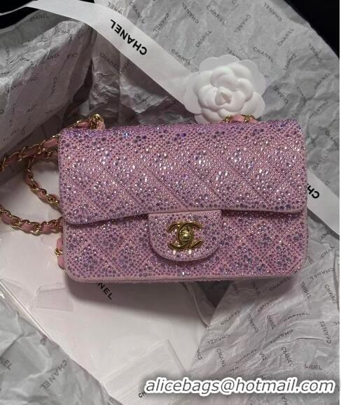 Top Quality Chanel Mini Classic Flap bag with Strass A69900 Pink 2024