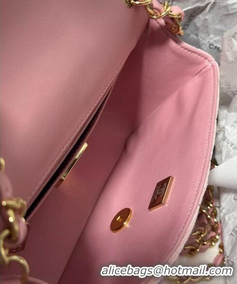 Top Quality Chanel Mini Classic Flap bag with Strass A69900 Pink 2024