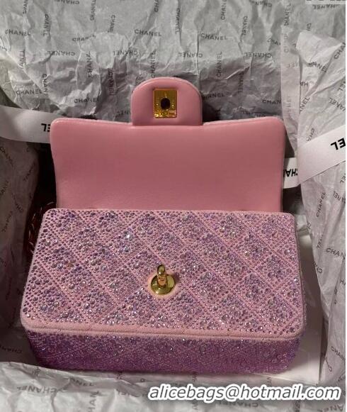 Top Quality Chanel Mini Classic Flap bag with Strass A69900 Pink 2024