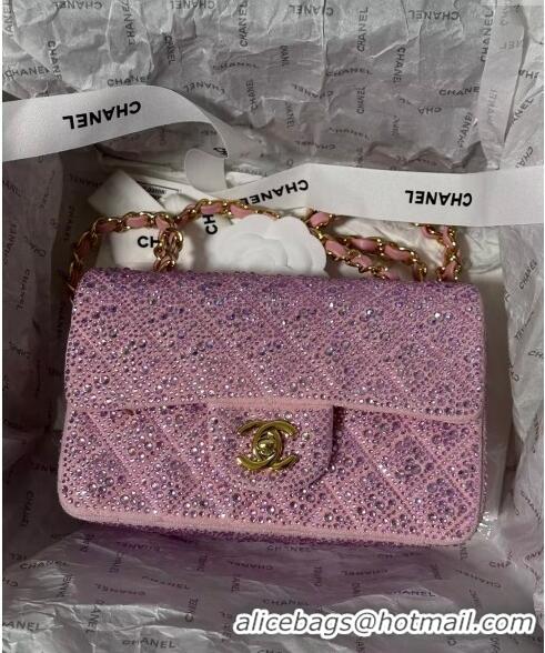 Top Quality Chanel Mini Classic Flap bag with Strass A69900 Pink 2024