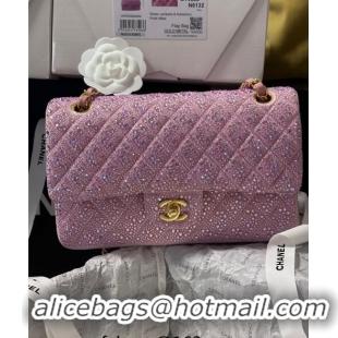 Luxury Discount Chanel Classic Medium Flap Bag with Strass A01112 Pink 2024